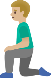 man kneeling: medium-light skin tone emoji