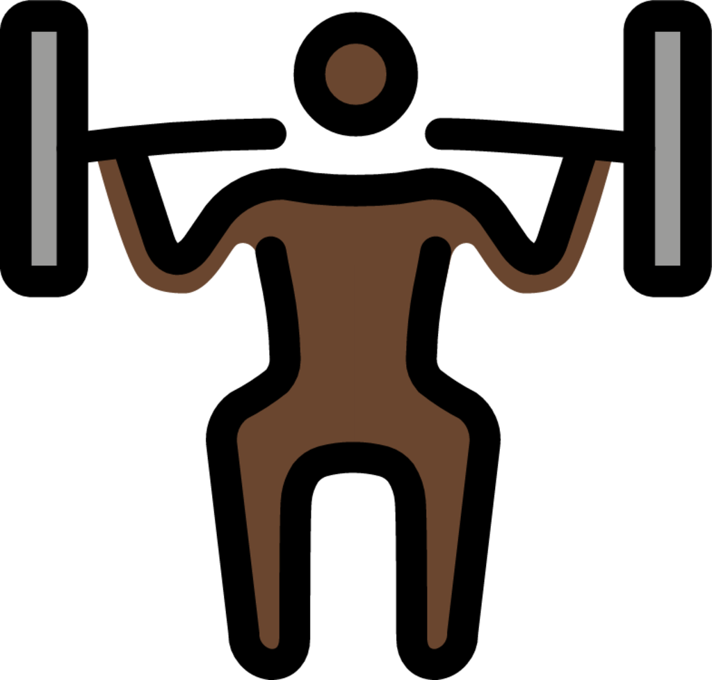 man lifting weights: dark skin tone emoji