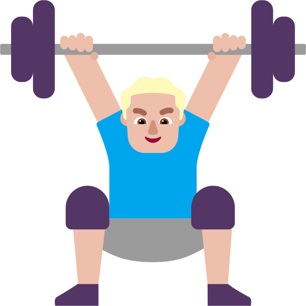 man lifting weights medium light emoji