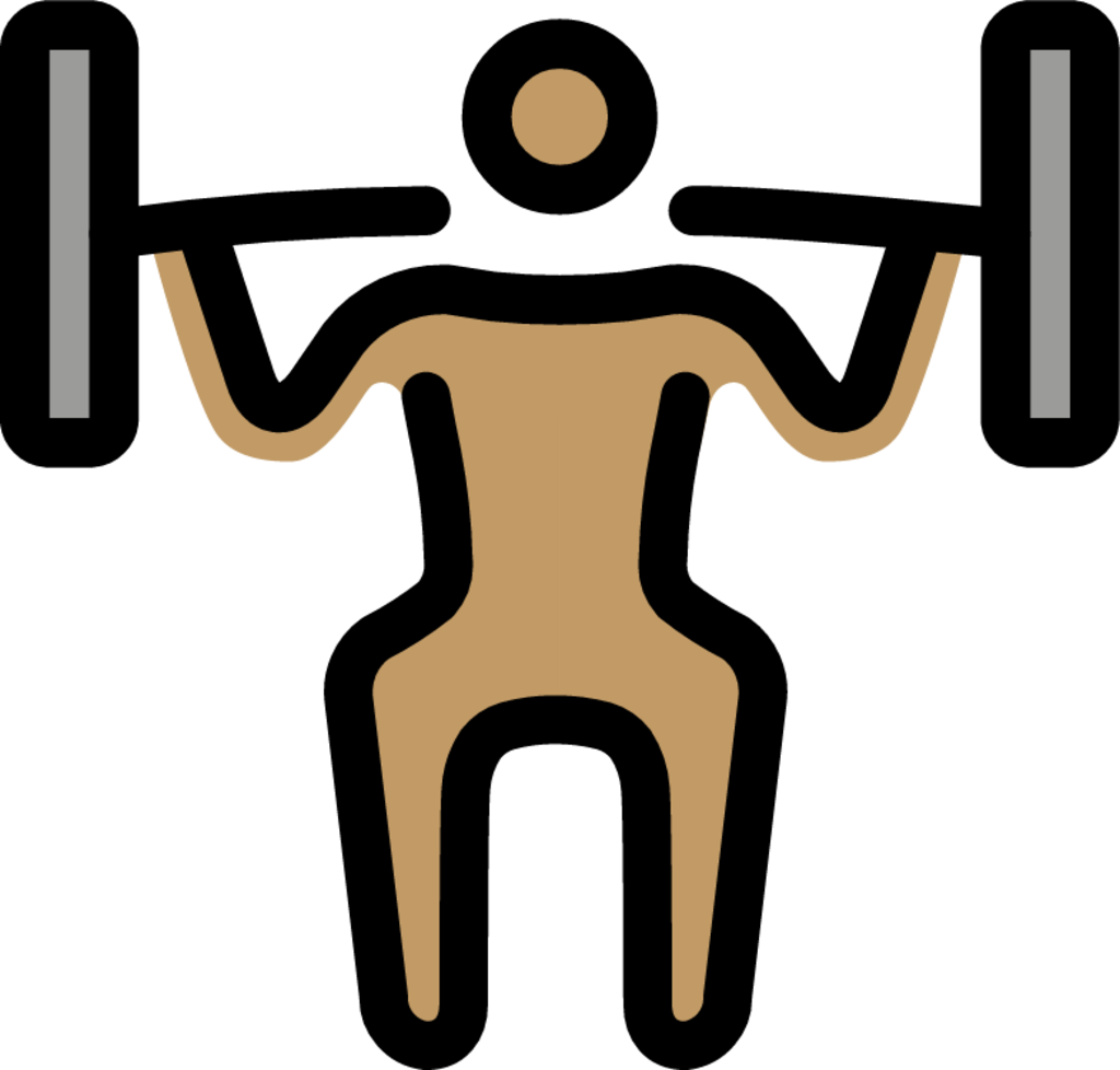 man lifting weights: medium skin tone emoji