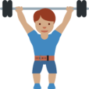 man lifting weights: medium skin tone emoji