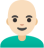 man: light skin tone, bald emoji