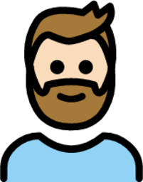 man: light skin tone, beard emoji
