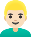 man: light skin tone, blond hair emoji