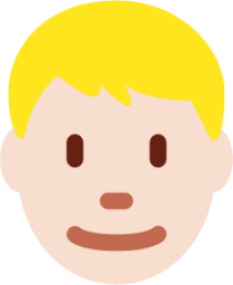 man: light skin tone, blond hair emoji