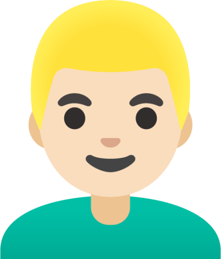 man: light skin tone, blond hair emoji