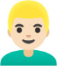 man: light skin tone, blond hair emoji