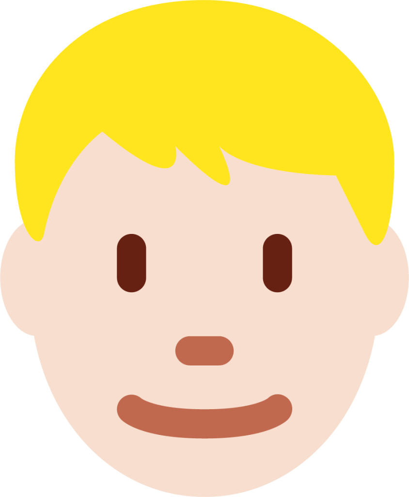 man: light skin tone, blond hair emoji