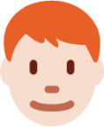 man: light skin tone, red hair emoji