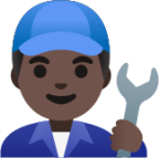 man mechanic: dark skin tone emoji