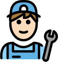 man mechanic: light skin tone emoji