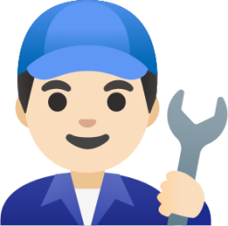 man mechanic: light skin tone emoji
