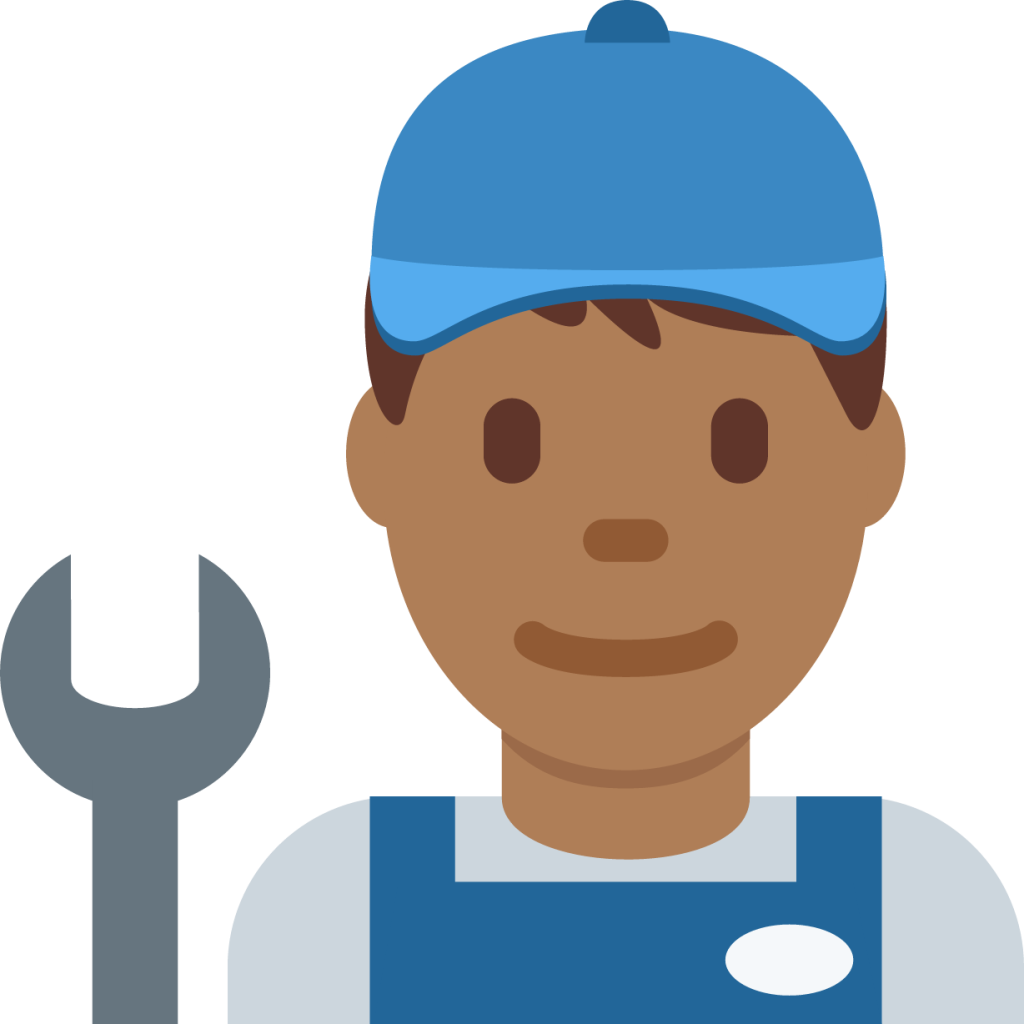man mechanic: medium-dark skin tone emoji