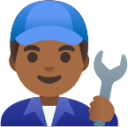 man mechanic: medium-dark skin tone emoji