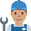 man mechanic: medium skin tone emoji