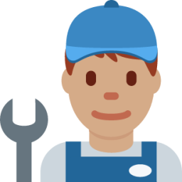 man mechanic: medium skin tone emoji