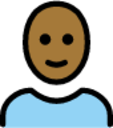 man: medium-dark skin tone, bald emoji