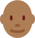 man: medium-dark skin tone, bald emoji