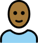 man: medium-dark skin tone, bald emoji