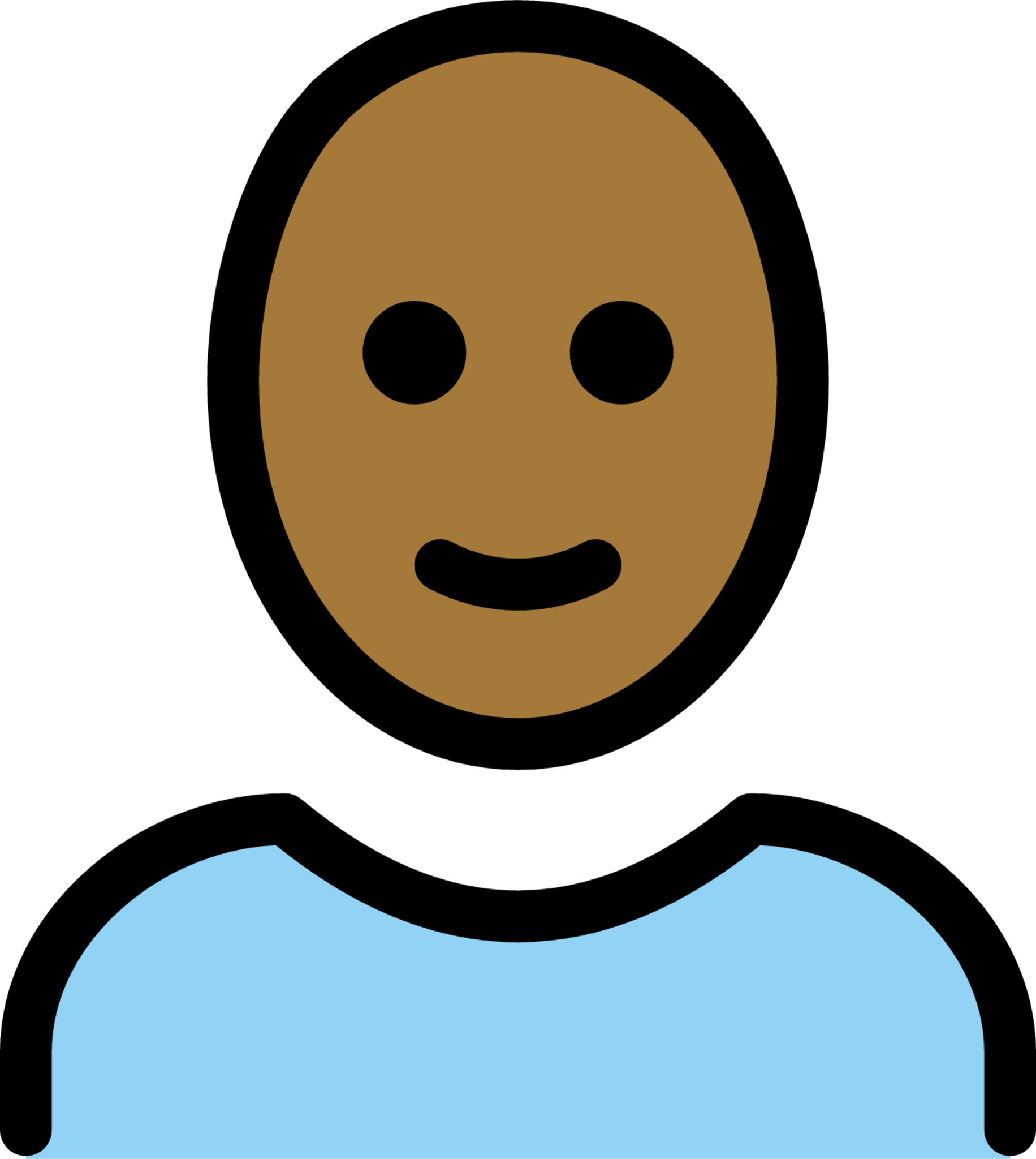 man: medium-dark skin tone, bald emoji