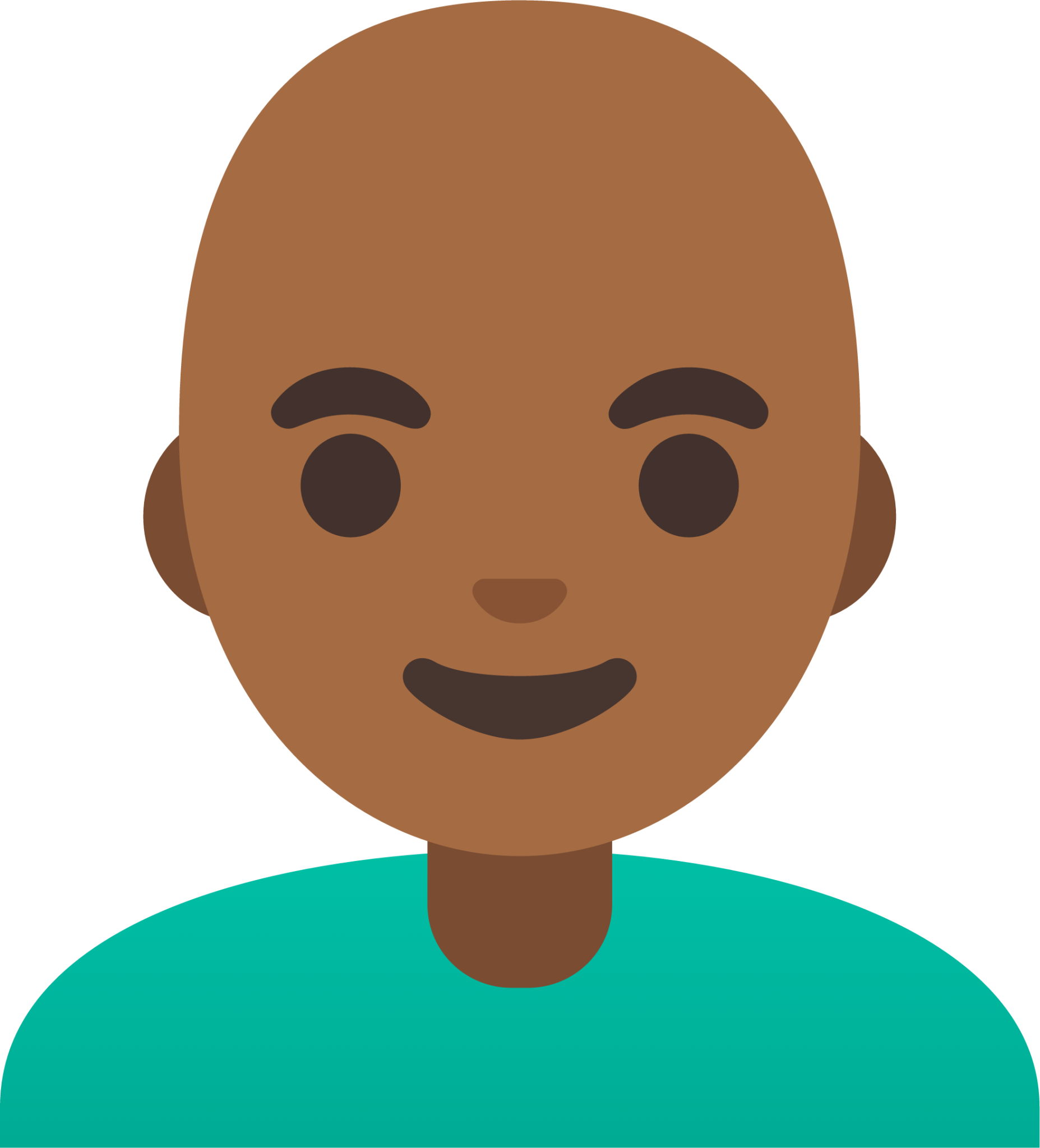 man: medium-dark skin tone, bald emoji