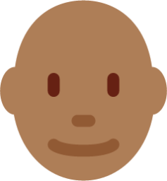 man: medium-dark skin tone, bald emoji