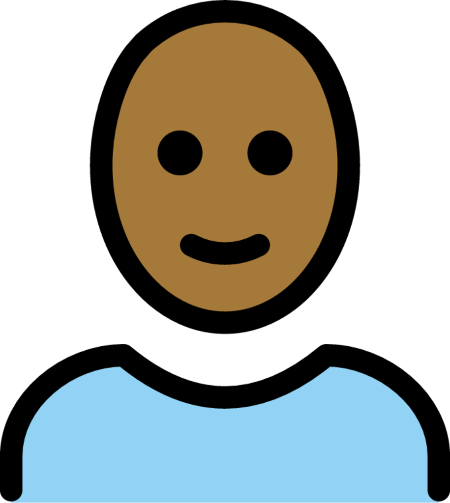 man: medium-dark skin tone, bald emoji