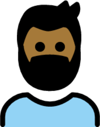 man: medium-dark skin tone, beard emoji