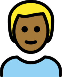 man: medium-dark skin tone, blond hair emoji