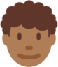 man: medium-dark skin tone, curly hair emoji