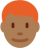 man: medium-dark skin tone, red hair emoji