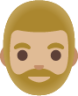 man: medium-light skin tone, beard emoji