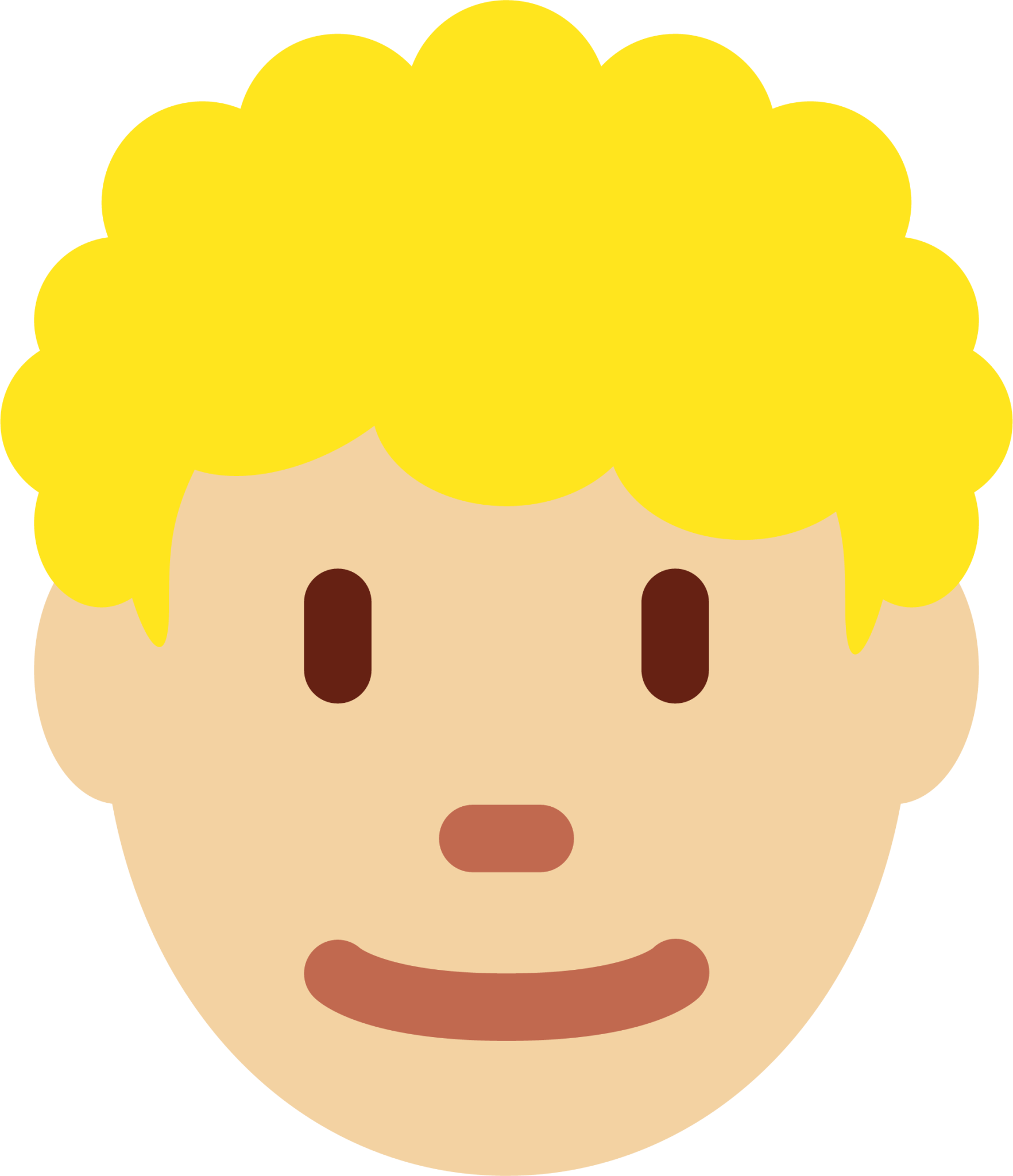 man: medium-light skin tone, curly hair emoji