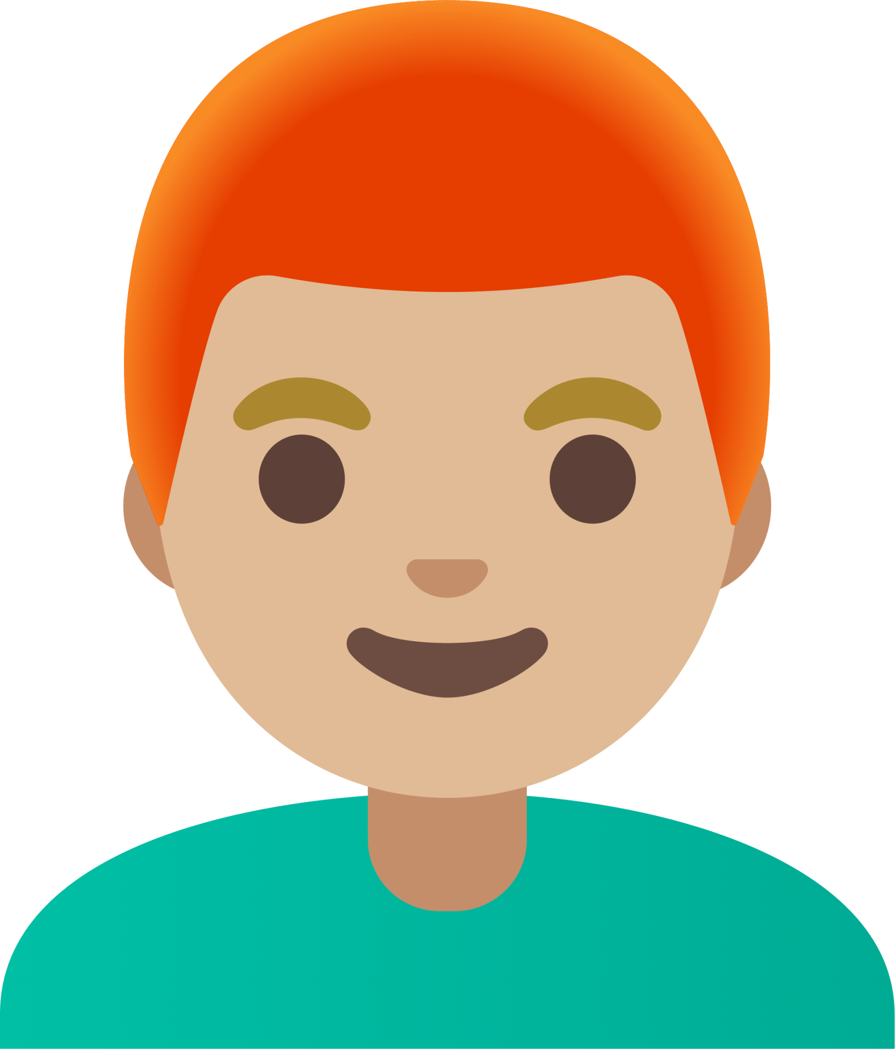 man: medium-light skin tone, red hair emoji