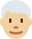 man: medium-light skin tone, white hair emoji