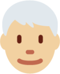 man: medium-light skin tone, white hair emoji