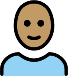 man: medium skin tone, bald emoji