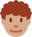 man: medium skin tone, curly hair emoji