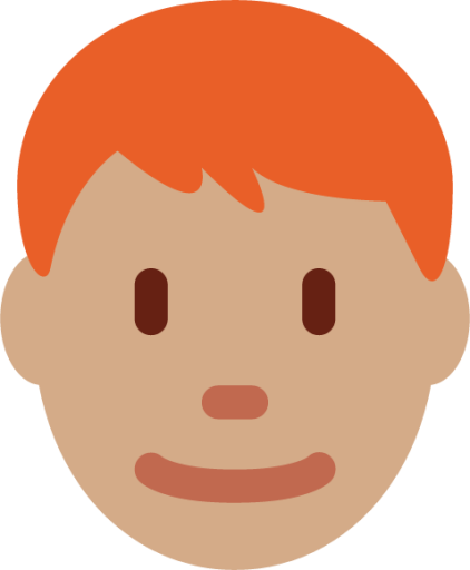 man: medium skin tone, red hair emoji