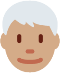 man: medium skin tone, white hair emoji