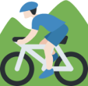 man mountain biking: light skin tone emoji