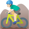 man mountain biking: light skin tone emoji