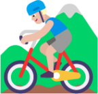 man mountain biking medium light emoji