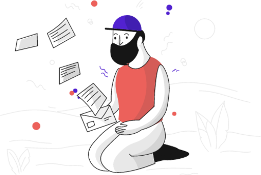 man newsletter online mailchimp illustration