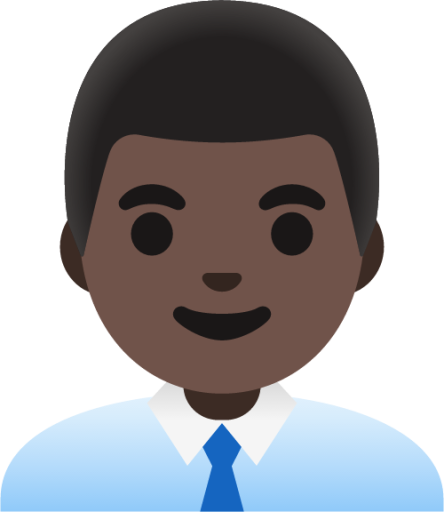 man office worker: dark skin tone emoji