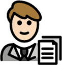man office worker: light skin tone emoji