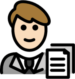 man office worker: light skin tone emoji