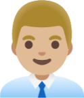 man office worker: medium-light skin tone emoji