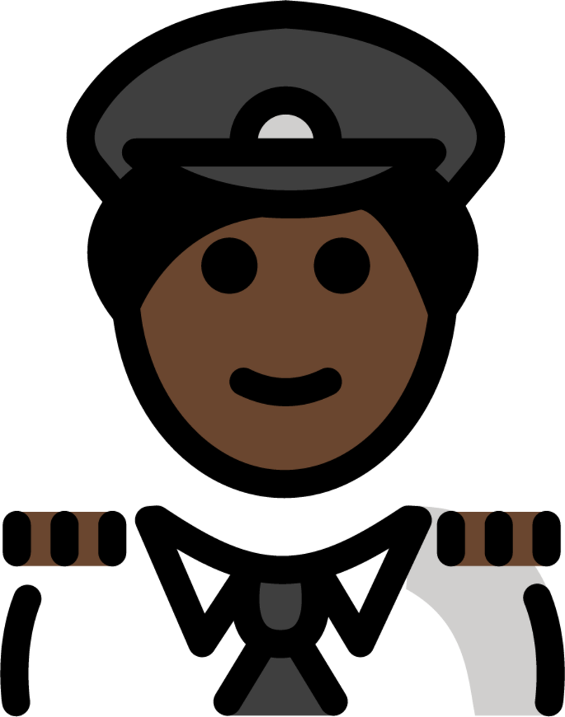 man pilot: dark skin tone emoji
