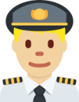 man pilot: medium-light skin tone emoji